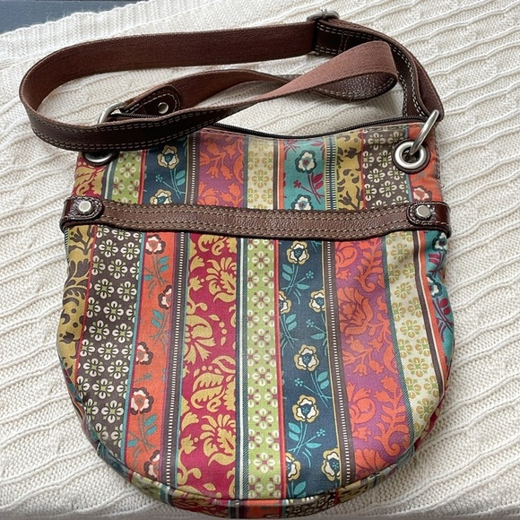 FOSSIL crossbody bag/purse colorful metal hardware some fading/wear See pics - Picture 2 of 12